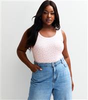 Women's Plus Size White Floral Print Scoop Neck Vest Top Curves New Look