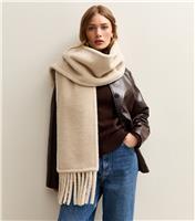 Cream Borg Textured Scarf New Look