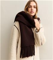 Dark Burgundy Borg Textured Scarf New Look