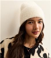 Cream Fluffy Knit Beanie New Look
