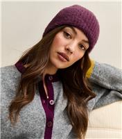 Burgundy Fluffy Knit Beanie New Look