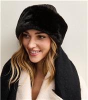 Black Faux Fur Trim Hat New Look