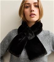 Black Faux Fur Neck Scarf New Look