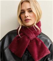 Dark Red Faux Fur Neck Scarf New Look