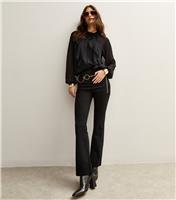Women's Black Faux Suede Flared Trousers New Look