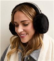 Black Faux Fur Earmuffs New Look