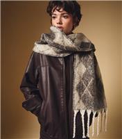Cream Argyle Heavyweight Scarf New Look