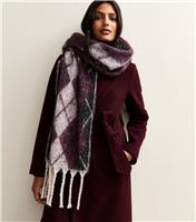 Burgundy Argyle Check Scarf New Look