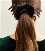 Black Halloween Velvet Spider Scrunchie New Look