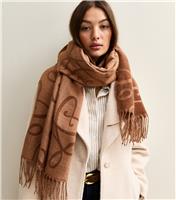 Brown Logo Monogram Scarf New Look
