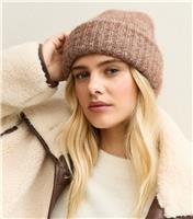 Brown Mixed Yarn Beanie New Look
