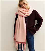 Pink Heavyweight Contrast Border Brushed Scarf New Look