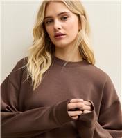 Women's Brown Premium Oversized Crew Neck Sweatshirt New Look