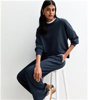 Women's Navy Premium Oversized Crew Neck Sweatshirt New Look