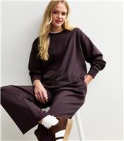 Women's Burgundy Premium Oversized Crew Neck Sweatshirt New Look