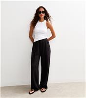 Women's Black Elasticated Waist Premium Wide Leg Joggers New Look