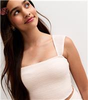 Girls' Off White Square Neck Cropped Top New Look