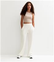 Girls' Cream Soft Touch Wide Leg Joggers New Look