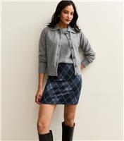 Women's Blue Jersey Check Mini Skirt New Look