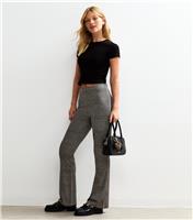 Women's Grey Checked Flared Trousers New Look