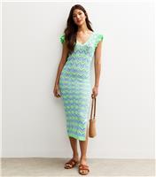 Women's Multicolour Pointelle Knit Striped Midi Dress Sunshine Soul New Look
