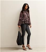 Women's Petite Black Coated Lift & Shape Jeggings New Look