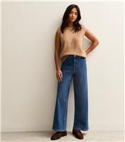 Women's Petite Blue Stretch Wide Leg Jeans New Look