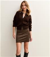 Women's Brown Leopard Print Mini Tube Skirt New Look