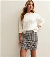 Women's Black Jacquard Check Tube Mini Skirt New Look