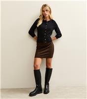 Women's Petite Brown Animal Jacquard Tube Skirt New Look