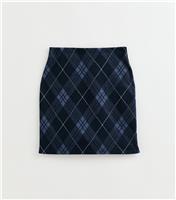 Women's Tall Blue Check Jacquard Tube Mini Skirt New Look