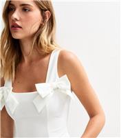 Women's Off White Bow Detail Top New Look