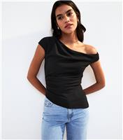 Women's Black Off Shoulder Scuba Top New Look