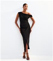 Women's Black Scuba Drop Shoulder Midi Dress New Look