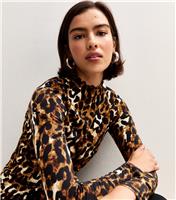 Women's Brown Animal Print Long Sleeve Top New Look