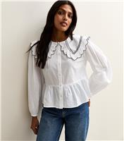 Women's White Contrast Stitching Shirt New Look