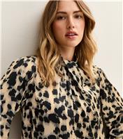 Women's White Abstract Print Twist Neck Long Sleeve Blouse New Look