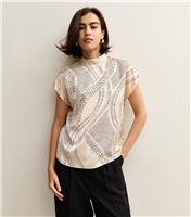 Women's Cream Swirl Polka Dot Print T-Shirt New Look