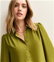 Women's Mid Green Long Sleeve Shirt New Look