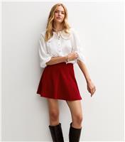 Women's Rust Corduroy Pleated Mini Skirt New Look