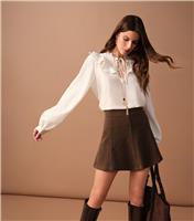 Women's Brown Corduroy Pleated Mini Skirt New Look