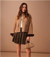 Women's Brown Check Pattern Pleated Mini Skirt New Look