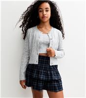 Girls' Navy Checked Rara Mini Skirt New Look