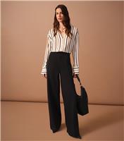 Women's Brown Striped Curved Hem Shirt New Look