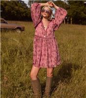 Women's Pink Floral Print Chiffon Long Sleeve Mini Dress New Look