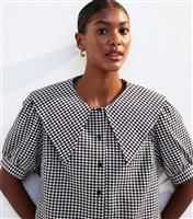 Women's Black Gingham Collar Detail Shirt New Look