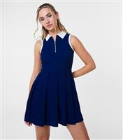Women's Navy Contrast Trim Mini Tennis Dress Pink Vanilla New Look