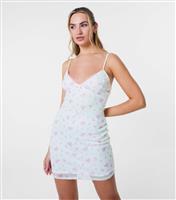 Women's White Ditsy Print Camisole Mini Dress Pink Vanilla New Look