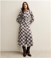 Women's Blue Checked Belted Midi Shirtdress New Look