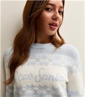 Girls' Light Blue Fairisle Dear Santa Jumper New Look
